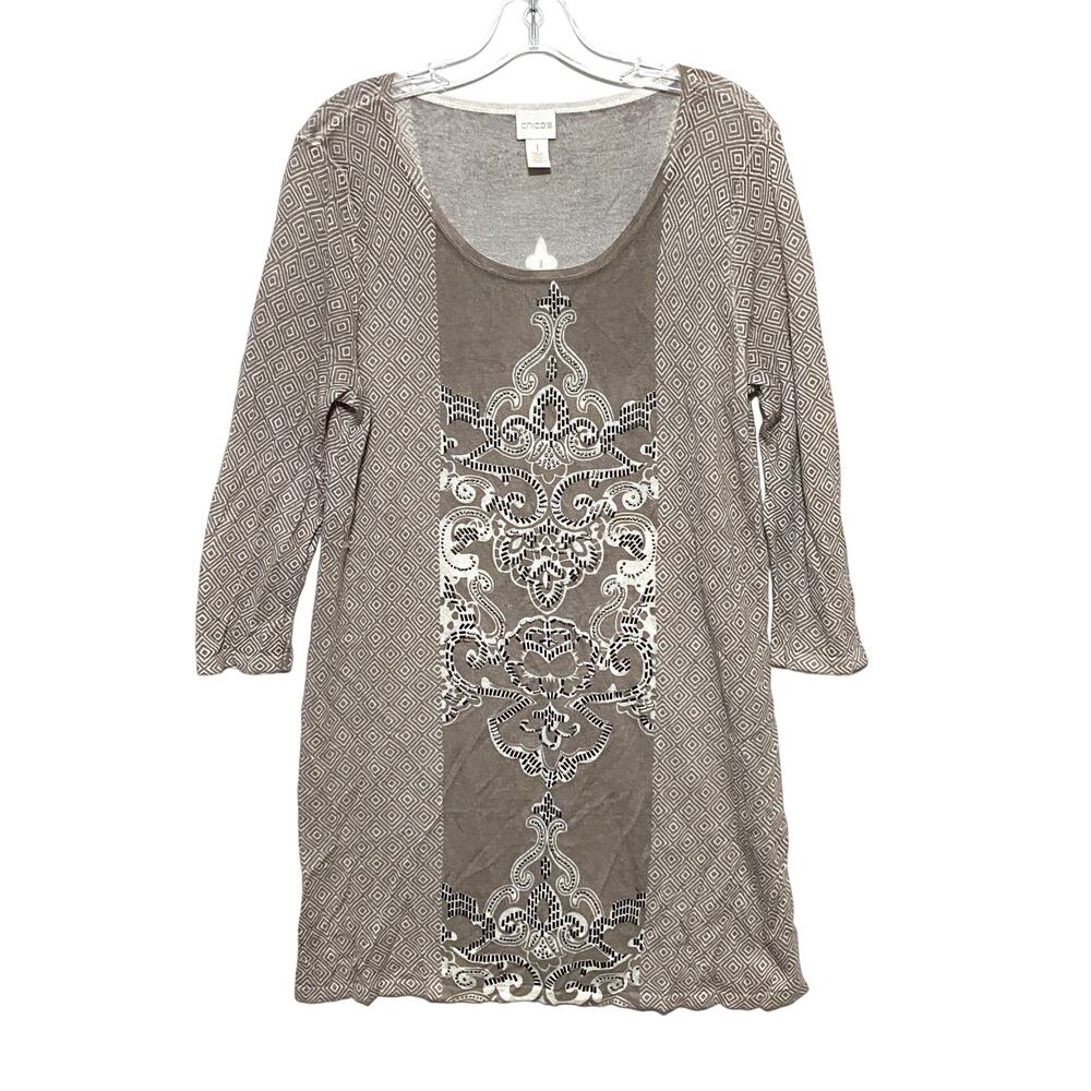 Chicos 1 Mystic Scroll Athena Pullover Sweater Embellished Boho Feminine Studded
